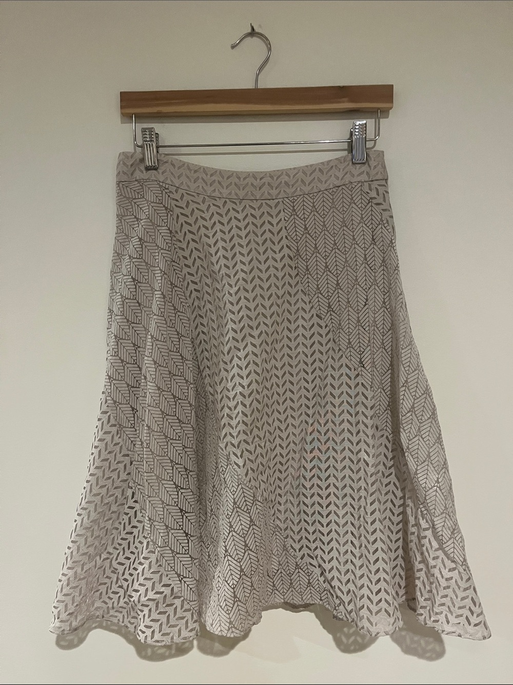Maeve Beige Patterned A-Line Skirt
